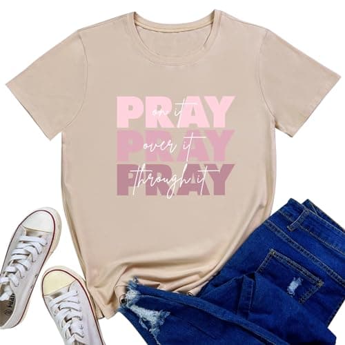 LOOKFACE Women Graphic T Shirts Cute Summer Tees Apricot Small