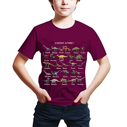 FiveEarl Kids Print 3D Dinosaurs Tees Shirts for Youth Boys Girls 4-14 Years (T13858, 4 Years)