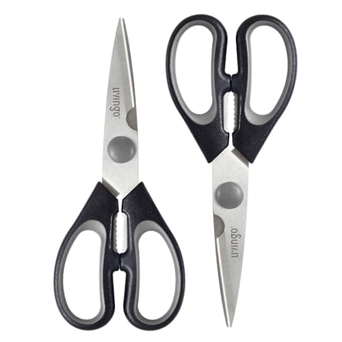 LIVINGO 7.5 Inch Kitchen Scissors Heavy Duty Food Shears 2 Pack