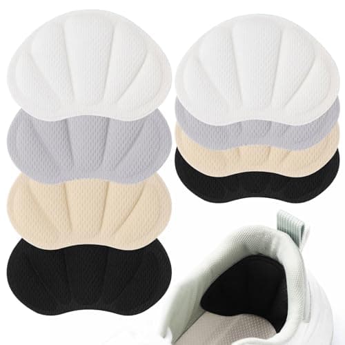4 Pairs Heel Pads for Shoes, Cushioned Heel Liners with Self-Adhesive Backing, Anti-Slip Shoe Heels Grips, Shoe Accessories for Shoes Too Big, Men & Women