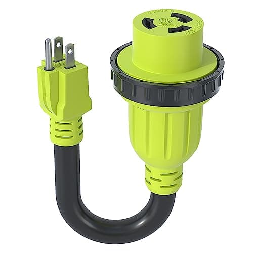 AOWEITOUR 15 Amp to 30 Amp 110 Volt RV Plug Adapter Cord,NEMA 5-15P Male to L5-30R Twist Lock Female,Heavy Duty STW 10 Gauge for RV Trailer Camper,Electrical Power Dogbone Plug,ETL Listed (12 Inch)
