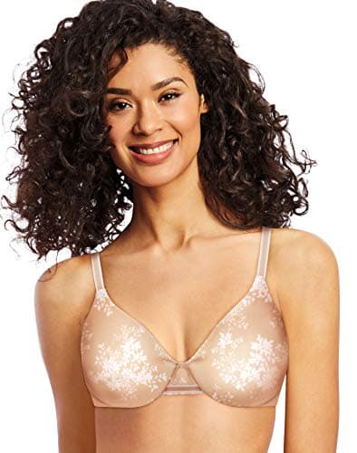 Bali womens One Smooth Smoothing & Concealing Underwire Df3w11 Full Coverage Bra, Sandshell/White Leaf Print, 40B US