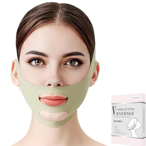 MASIKA Chin Strap for Sleeping，V-Line Mask,，V-Line Lifting Chinstrap，Jaw Exerciser, Reusable Face Strap.Jaw Strap,Jawline Shaper,Double chin strap，Chin lifting strap，Face lifting strap，Green,M