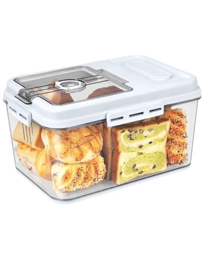 Dynta Large Bread Box for Kitchen Countertop 11.4 x 7.5 x 6.7 Inch Airtight Bread Storage Container Time Recording Bread Keeper with Lid for Toast, Loaf and Cookies