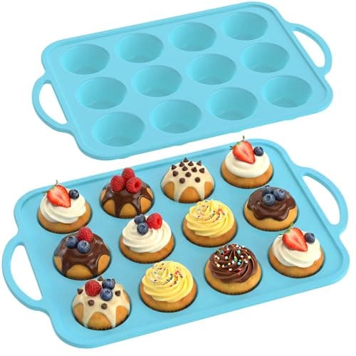 RCMo 2Pack Silicone Muffin Pan for Baking with Metal Reinforced Frame - 12 Cups Regular Size Cupcake Pan Muffin Tin for Baking Nonstick Food Grade Silicone Molds
