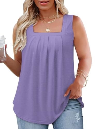 Tank Tops Plus Size Women 4X Sexy Sleeveless Wide Strap Summer Tunic Purple
