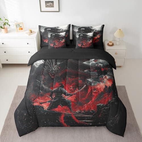 Feelyou Dragon Comforter Set Twin Size for Boys Girls Teens 7 Pieces