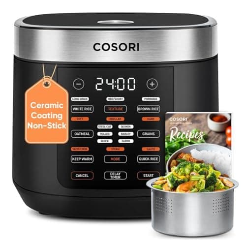 Cosori Rice Cooker 10 Cup, Fuzzy Logic, Ceramic Coating Inner Pot,18-in-1