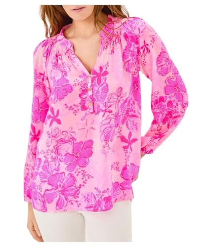 Lilly Pulitzer Womens Elsa Top Pink Supporting Squad Medium