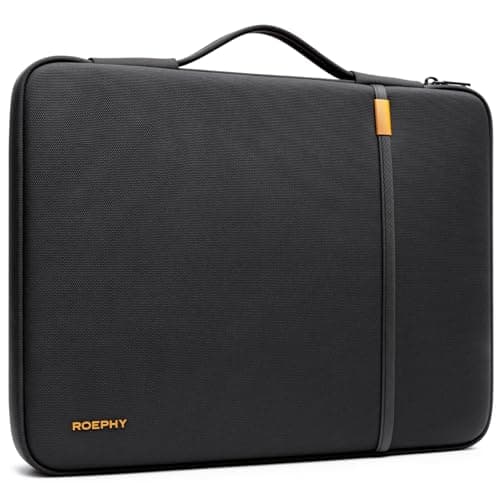 ROEPHY 13.3 Inch Laptop Sleeve Case, Water-Resistant Laptop Protective Case with Retractable Handle for Microsoft Surface Dell HP Lenovo,14-inch New MacBook Pro M5 Pro/Max (2026) M4/M3/M2/M1,Black
