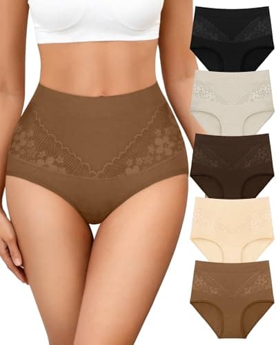 ORLAROY High Waisted Underwear Women Cotton Tummy Control Panties Stretch Postpartum Ladies Panty Full Back Briefs Pack M
