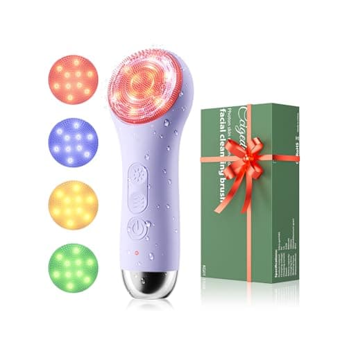 Face Scrubber Facial Cleansing Brush - Waterproof and Rechargeable Face Cleansing Brush with 4 LED Gentle Light, Cleansing, Exfoliating and Massaging, Electric Face Scrub Brush for Men & Women