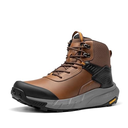 NORTIV 8 Men's Waterproof Military Tactical Work Boots Leather Motorcycle Combat Lightweight Non-Slip Hiking Boots for Men VaporGuard,Size 8,Brown,SNMT246M