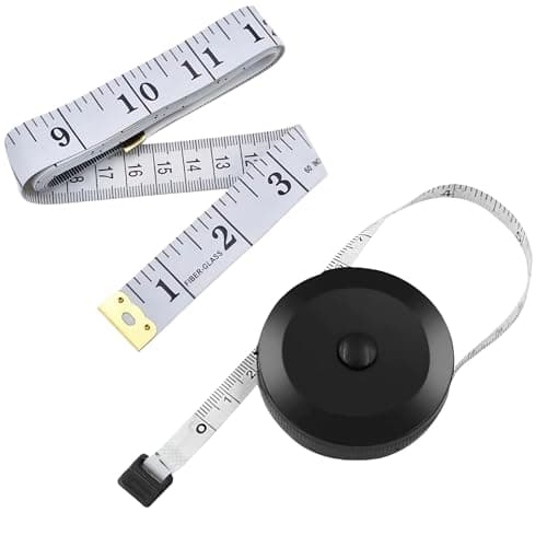 Soft Tape Measure for Body Measurements, 2 Pack 60 Inch/150cm Measuring Tape with Retractable Flexible Ruler for Sewing, Fabric, Tailor, Clothing, Double Sided Inches and Centimeters Scale