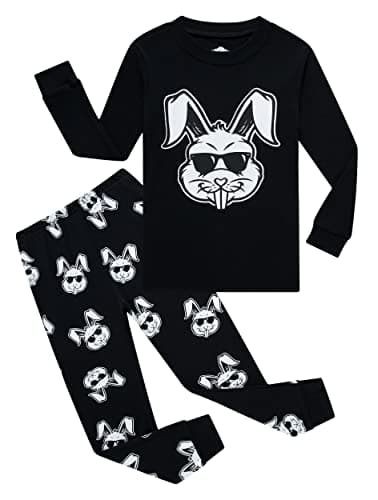 KikizYe Little Boys Bunny Pajamas Toddler Easter Long Sleeve Cotton Pjs Size 12-18 Monthes