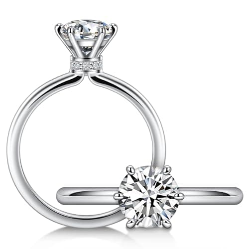 DMSF Moissanite Engagement Ring for Women 925 Sterling Silver Ring