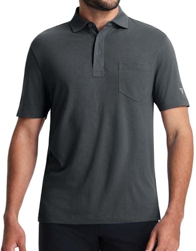 M MAELREG Mens Golf Shirts Short Sleeve with Pocket, Soft Lightweight Cotton Blend for Casual Summer Wear