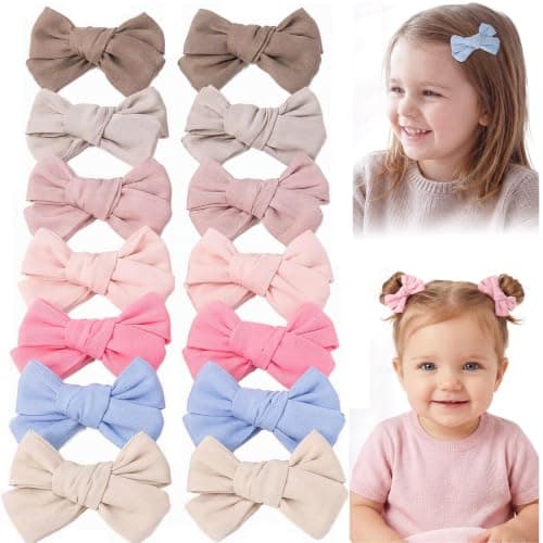 Needbrock 14 Pcs Toddler Hair Bow Clips Accessories for Baby Girls Kids
