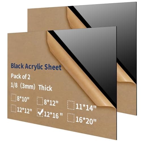 Gdhwxcl 1/8 Thick 12 x 16 inch Acrylic Sheets - 2 Pack Plexiglass Sheets for Creative DIY Projects Laser Cutting Engraving UV Printed Signs Crafts Badges - Black