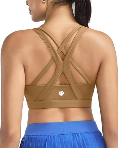 RUNNING GIRL Sports Bra for Women High Support, Criss-Cross Back Padded Strappy Sports Bras Yoga Bra with Removable Cups