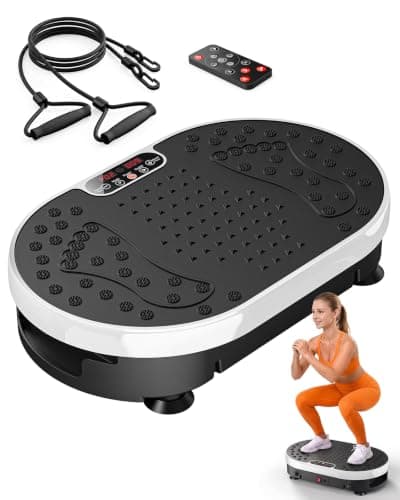 HTM Vibration Plate Exercise Machine, 9 Modes & 120 Speeds, Body Shake Plate with Resistance Bands Slot & Remote Control, Shake Board for Weight Loss Fat Burner Home Fitness Workout