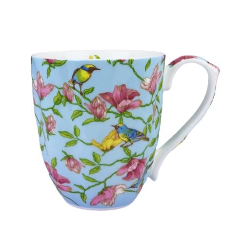 13oz Bone China Floral Coffee Mug, Stylish Porcelain Flower Teacup for Home