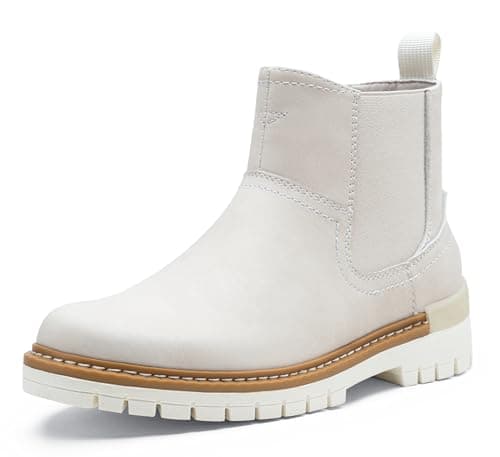 Vepose Women's Cloud Grey Chelsea Boots, 9519 Platform Chunky Heel Round Toe Ankle Boot, Slip on Short Boots with Elastic Band 8(CJY9519 Cloud White 08)