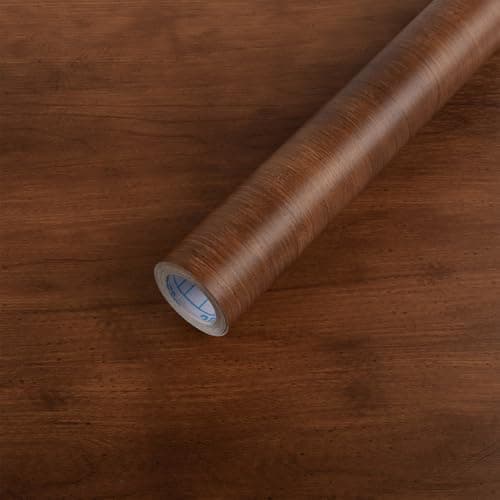 Wood Contact Paper, Red/Brown Wood Peel and Stick Wallpaper for Cabinets, Faux Wood Grain Vinyl Wrap Self Adhesive Waterproof Wall Paper for Countertops Drawer Shelf Liner Furniture17.7in X 118in