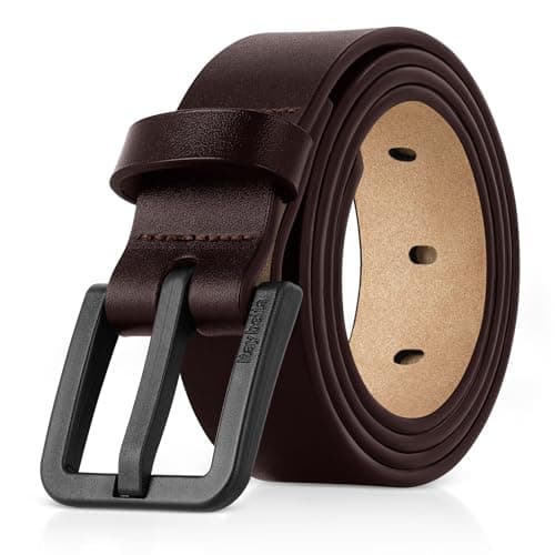 ITAY Metal Free Belt - Hypoallergenic Full Grain Leather TSA Strap, Sturdy Men's Adjustable, Nickel Free Belt for Men