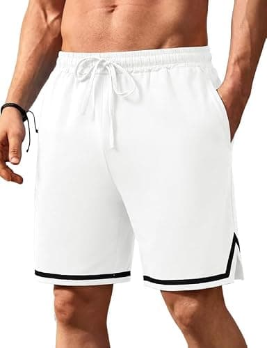 Marvmys Mens Pajama Shorts Cotton Sleep Shorts Soft Comfy Breathable Lounge Pants with Pockets Drawstring White L