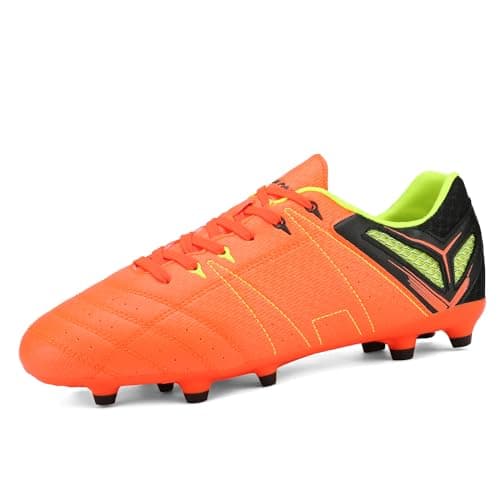 DREAM PAIRS Mens Sport Flexible Athletic Lace Up Light Weight Outdoor Cleats Football Soccer Shoes,Size 6.5,Orange/Black/Lemon/Green,160859-M