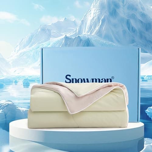 SNOWMAN Cooling Comforter Twin Size Double-Sided, Soft Cooling Blanket for Hot Sleepers, Cold Touch Fabric Summer Quilt, Lightweight Q-Max>0.4 Silk Smooth (Yellow Green/Cream, 68"x90")