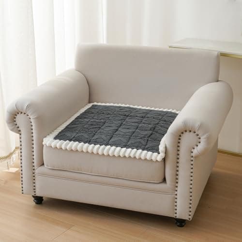PJLZJFBY Fuzzy Couch Covers for Dogs, Non Slip Thick Dog Couch Cover Protector, Plush Pet Couch Covers for Sofa Washable, Soft Sofa Cushion Slipcovers Pet Friendly(1PC, Dark Grey, 27.6”x27.6”)