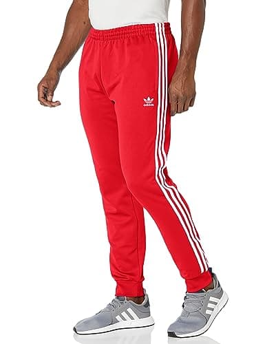 adidas Originals Men's Adicolor Classics Superstar Track Pants, Better Scarlet/White, X-Large