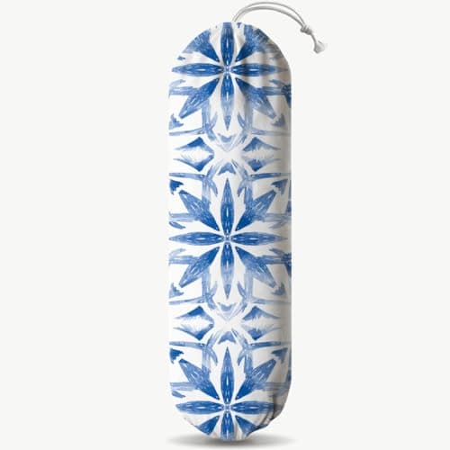 Navy Blue Plastic Bag Holder, Reusable Grocery Bags Holder, Wall Mount Trash Bags Dispenser for Home Kitchen Cabinet, Pantry Organization, Kitchen Pattern Garbage Bag 66