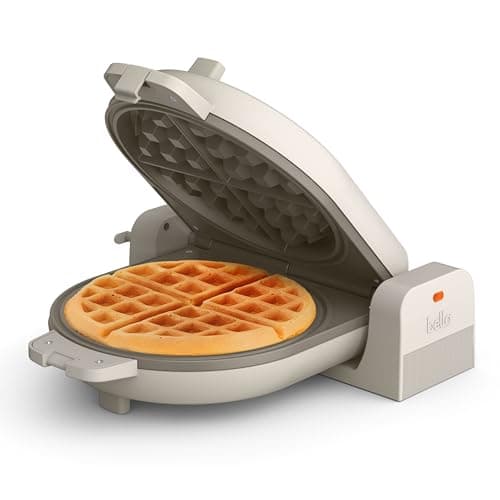 bella Fits-Anywhere Flip-n-Store Non-Toxic, Belgian Waffle Maker, Oatmilk