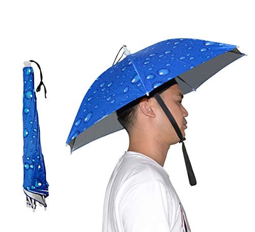 NEW-Vi Umbrella Hat, 25 inch Hands Free Umbrella Cap for Adults and Kids, Fishing Golf Gardening Sunshade Outdoor Headwear (Blue 2 Pcs)