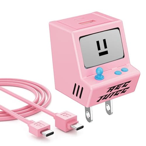 VOFUOE USB C Cable for iPhone 17 16 15 Charger Fast Charging 3.3FT Type C Charging Cord with 30W Dual Port Adpater USB C Charger Block USB A Wall Charger Retro Game Console for iPad, Galaxy S25-Pink