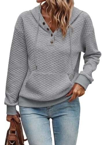 SHEWIN Hoodies for Women Casual Long Sleeve Shirts for Women Lightweight Fall Tops Outfits 2026 Loose Womens Hoodies Grey Medium
