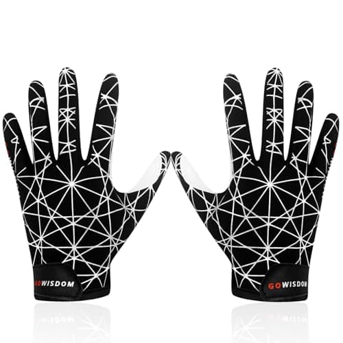 hisptgo Youth Football Gloves, Silicone Sports Receiver Glove, Super Tacky Grip Receiver Football Gloves for Youth & Kids, M/L(6in-6.5in)