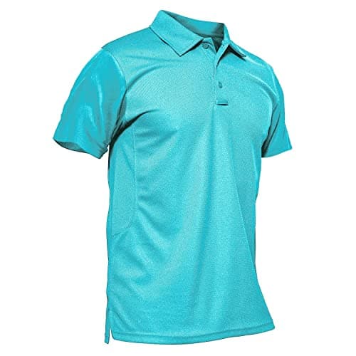 MAGCOMSEN Mens Polo Shirts Golf Shirts Polyester Quick Dry Light Work Shirts Golf Polo Shirts Ice Blue S
