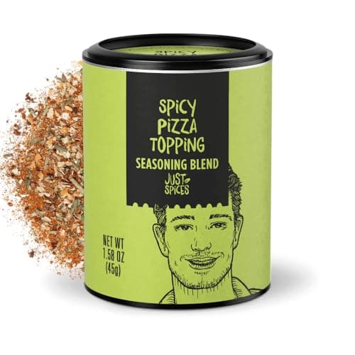 Just Spices Spicy Pizza Seasoning, 1.58 OZ I A Versatile Topping for Pizza, Focaccia & Dips I Featuring Red Peppers, Tomato & a Hint of Marjoram