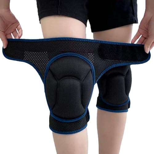 Men Women Soft Knee Pads for Work, Elastic Straps, Breathable, Blue Small