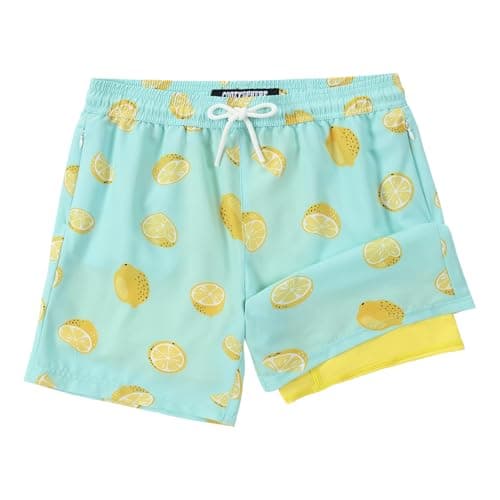 CoozySphere Boys Swim Trunks with Compression Liner Size 7-8 Swimming Shorts Quick Dry Bathing Suit