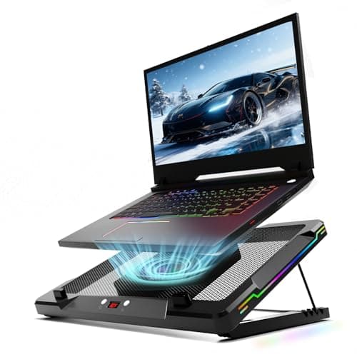 DEPGI Movable RGB Laptop Cooler with 5.5" Sliding Fan, Ergonomic Cooling Stand with 8 Light Modes for 14-17.3 Inch Gaming Laptops