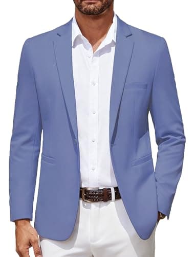 COOFANDY Men's Casual Blazer Lightweight Sport Coat One Button Suit Jacket Royal Blue