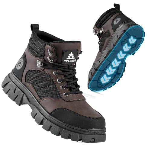 TAERDUN Steel Toe Men’s Boots, 6" Work Lace-Up Safety Shoes Kevlar Puncture