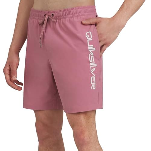 Quiksilver Men's Swimwear Regular Fit Stretchable Comfort Liner Swim Trunks, Solid Design - Dusty Rose, Large