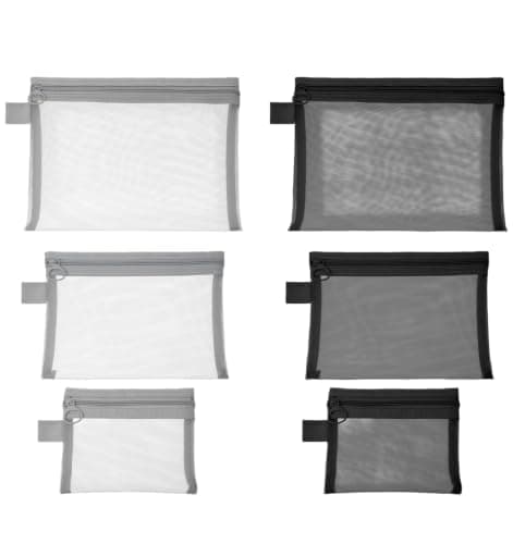 6 Pack Mesh Cosmetic Bags, Mesh Travel Bags with Zipper for Storage