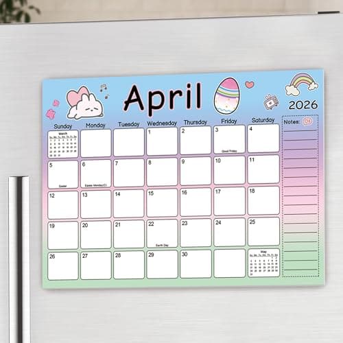 2026 Magnetic Fridge Calendar, Cute Kids Calendars to Dec 2026 Refrigerator Magnet, Monthly Kitchen Magnetic Calendars for Refrigerator, Gifts for Easter Checkered Daily Planning (11.7"x8.3")